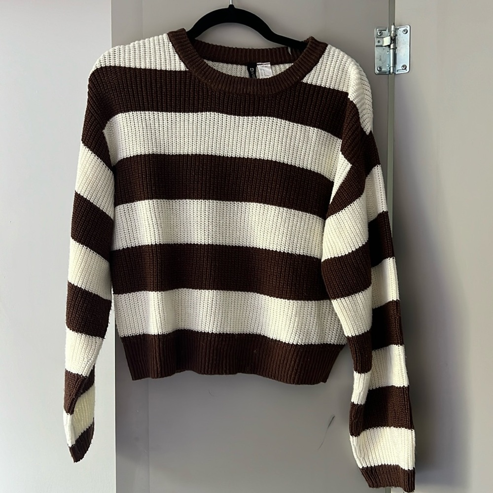 Brown and white striped sweater
